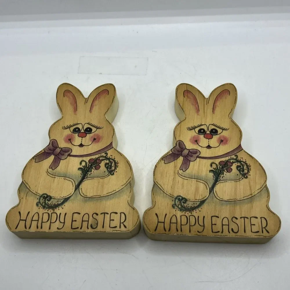 Hand Painted Wooden Home Decor - 4 Easter, 1 Halloween, 1 Best Friends,‎ 1 Bunny